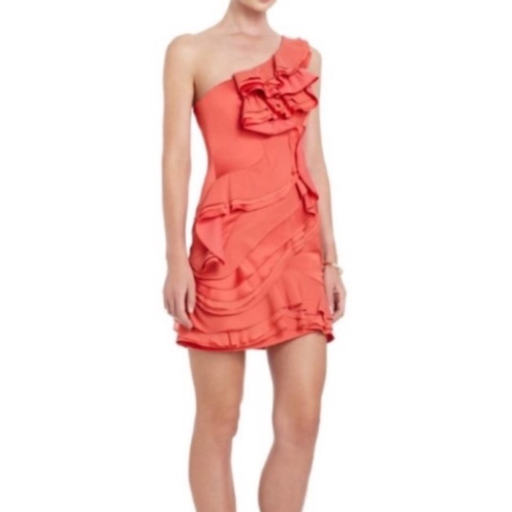 BCBG MaxAzria JONESY Ruffled One Shoulder Dress